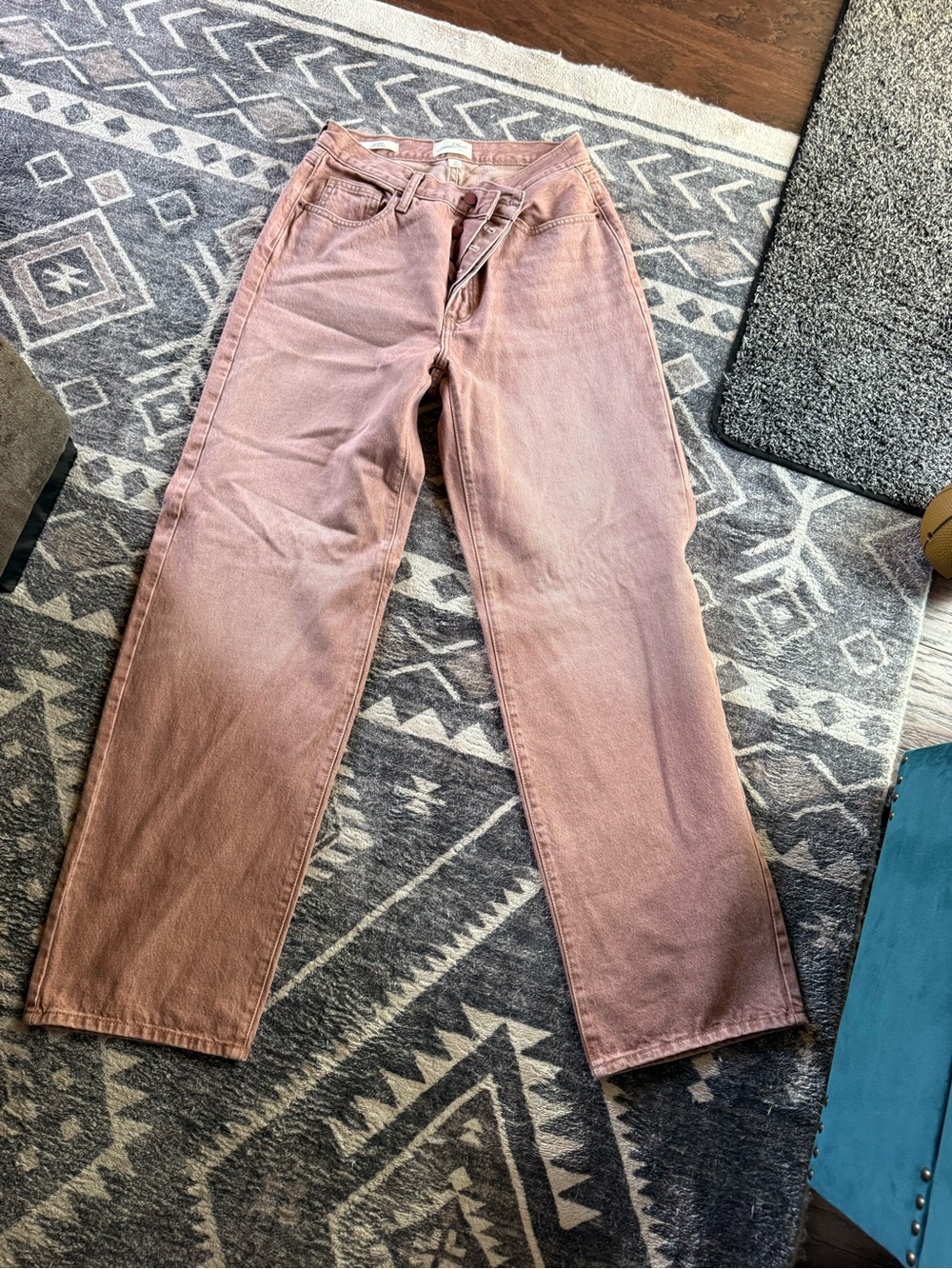 Mauve Pink High-Rise Straight Jeans